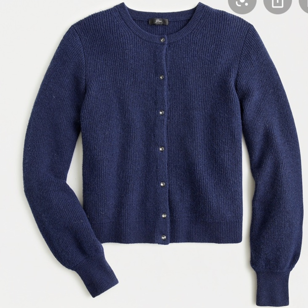 J crew ribbed cardigan jeweled button supersoft - Picture 2 of 6